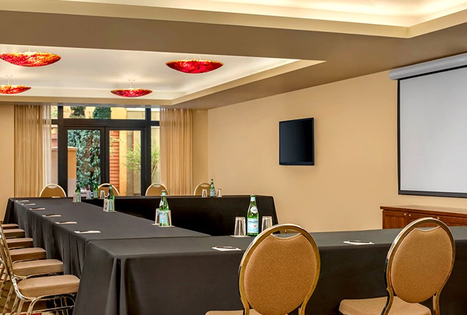 conference tables in hotel meeting space