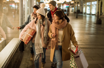 family enjoying black friday shopping