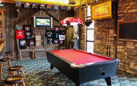Pool table and bar lounge at the Inn Pub
