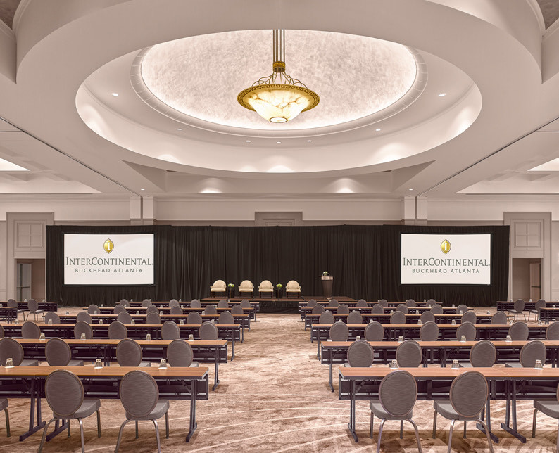 large conference room with stage