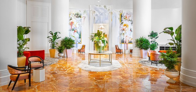 Lobby images with gold accents