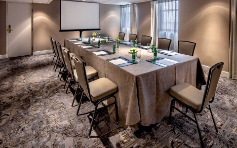 large meeting space with a long table