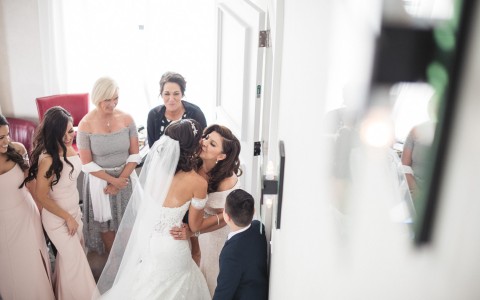bride and groom celebrating