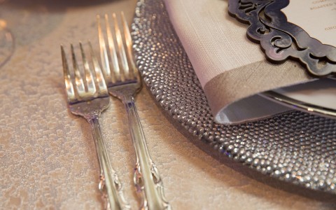 fancy utensils at a wedding dinner