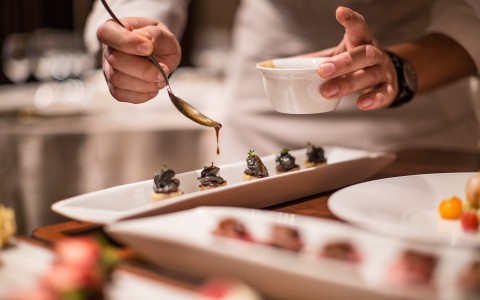 chef preparing tasty snacks
