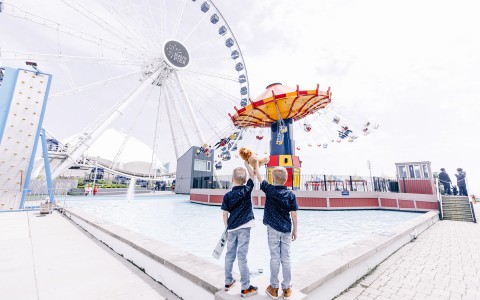 kids at an amusement park