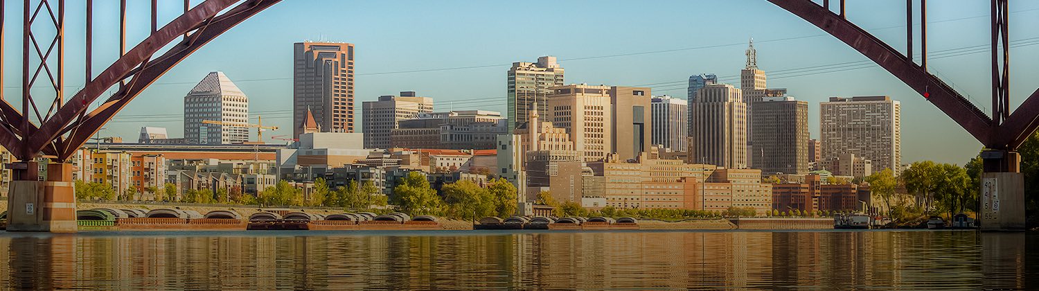 panoramic view of saint paul minnesota from river