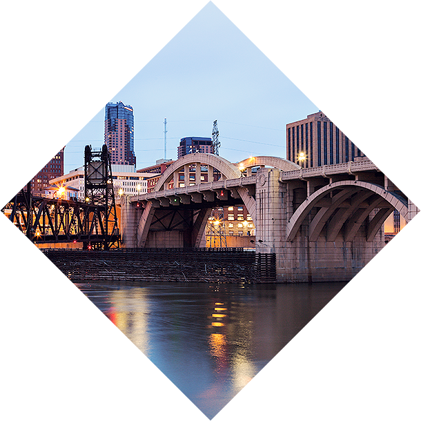panoramic view of saint paul minnesota from river