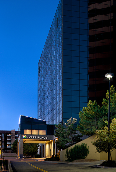 zoomed building at night time