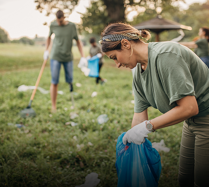 people working on a community clean up