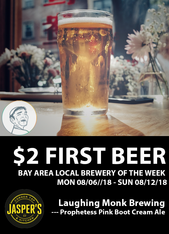 $2 First Beer feat. Laughing Monk Brewery at Jasper's Kitchen