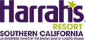 partners harrahs logo in green and purple