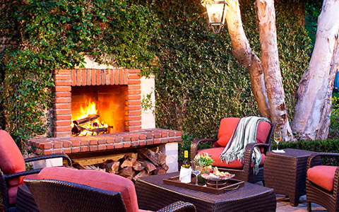 Beautiful fireside sitting area at Rancho Bernardo Inn