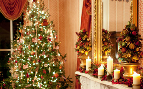 Christmas Tree in main living area of the hotel
