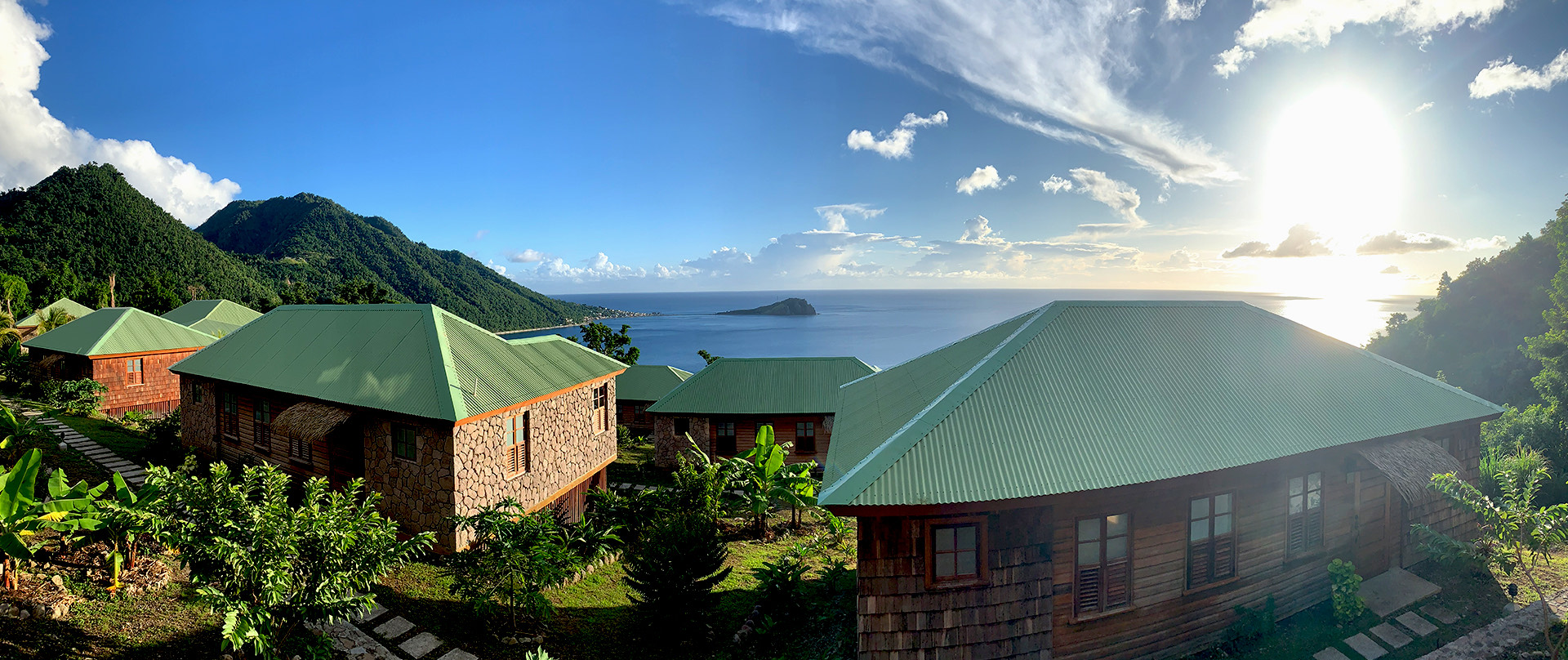 view of bungalows and seaside