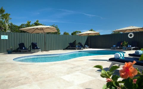 View of a private swimming pool on a sunny day