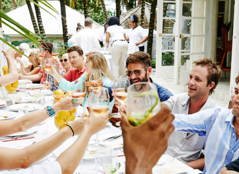 Group of people toasting 