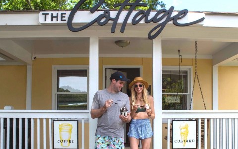 couple getting ice cream at The Cottage