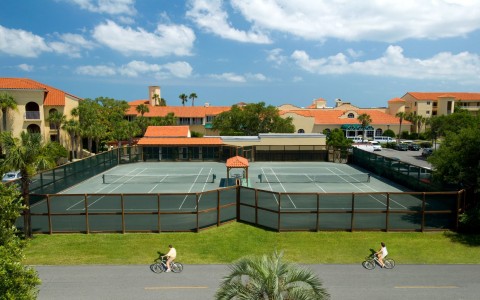 aerial view of tennis court