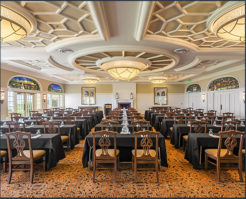 Internal view of a meeting room ready for having an event