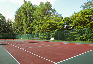 Empty tennis court in the nature