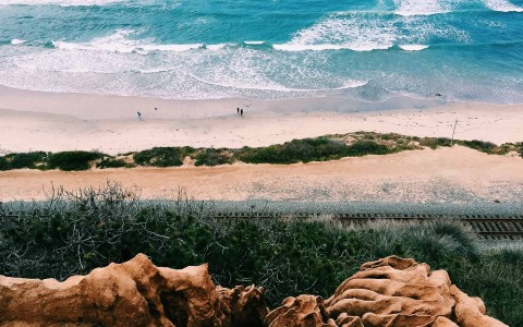 overhead view of beach
