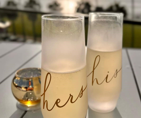 a group of glasses with liquid in them