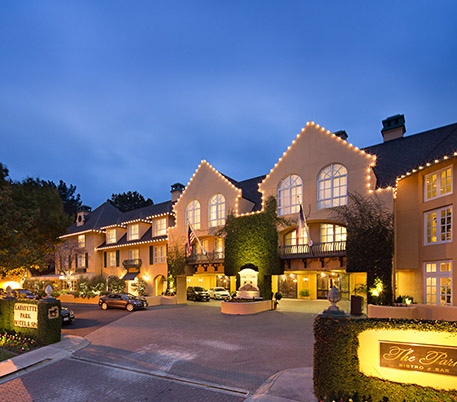 hotel at night with lights