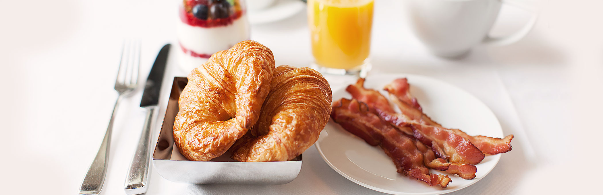 croissants and bacon breakfast