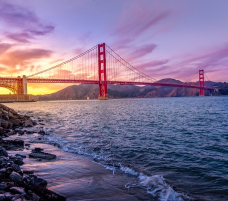 golden gate bridge at sunset