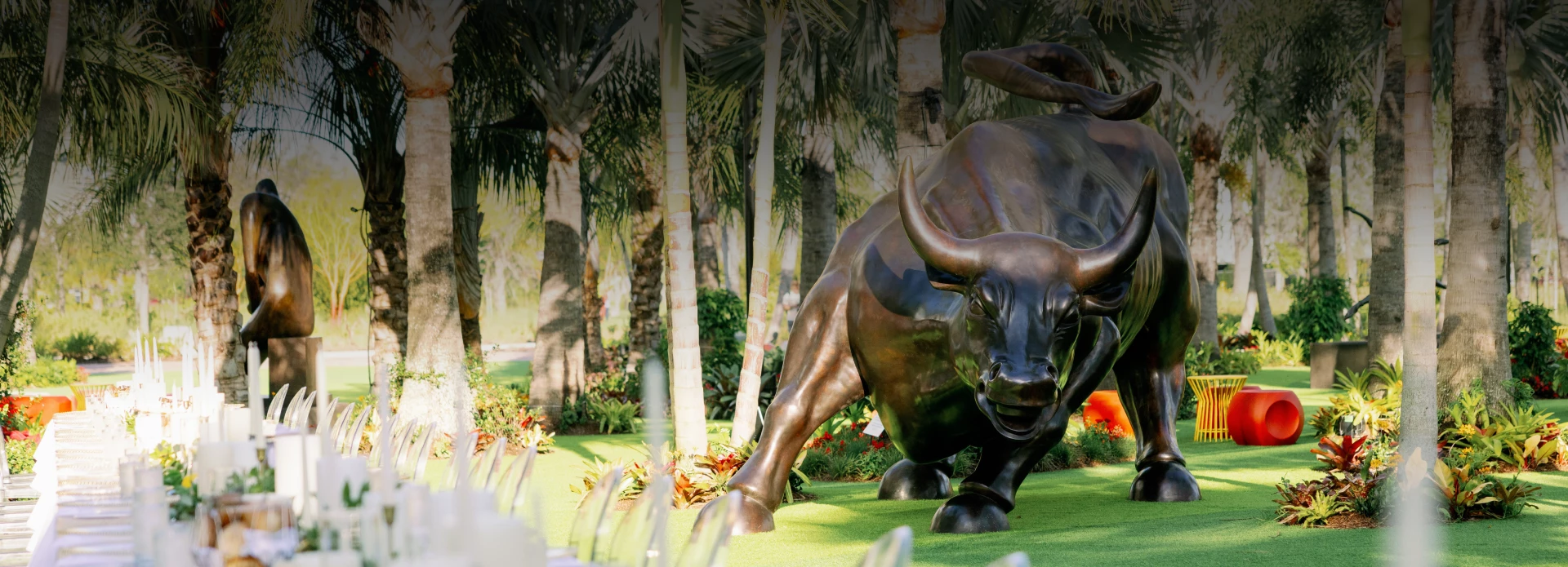 Bull Sculpture in Garden