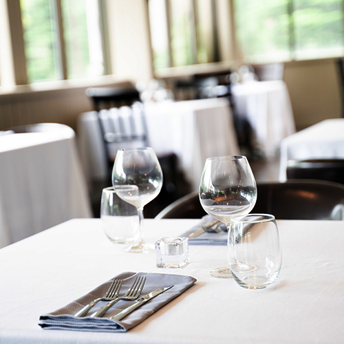 table set up inside restaurant