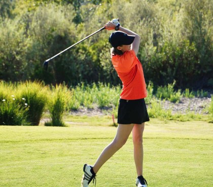 View of a woman playing golf