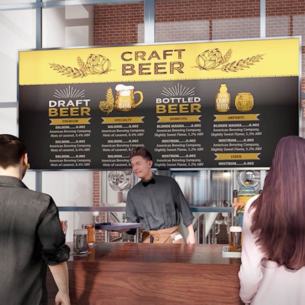 view of the craft beer menu at the hey market