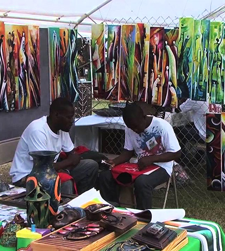 Locals working on crafts during artisan atenfetes