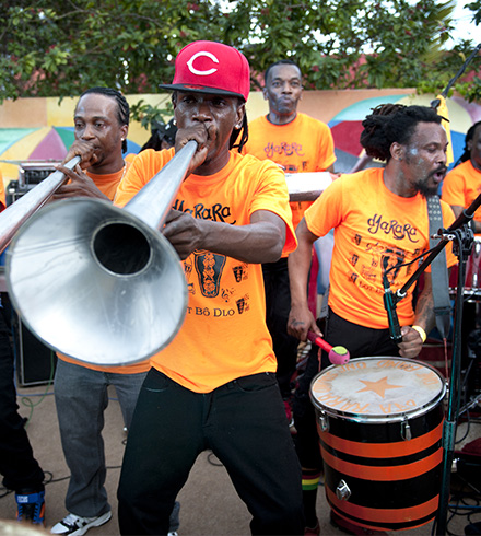 Band playing on street