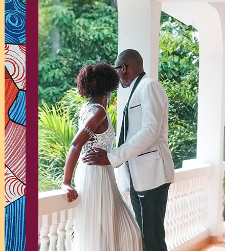 Wedding couple wearing white