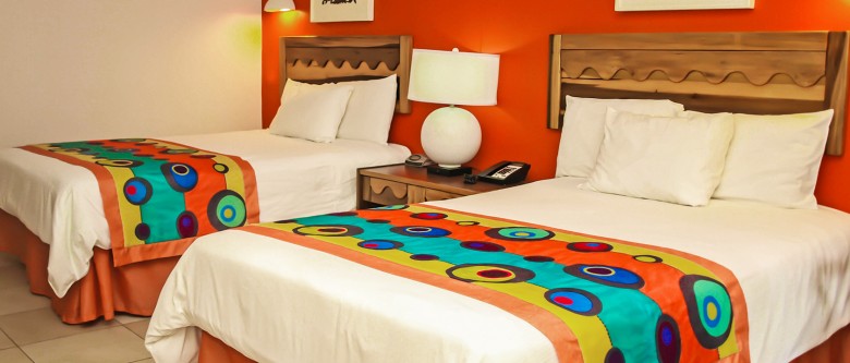 colorful room with two beds