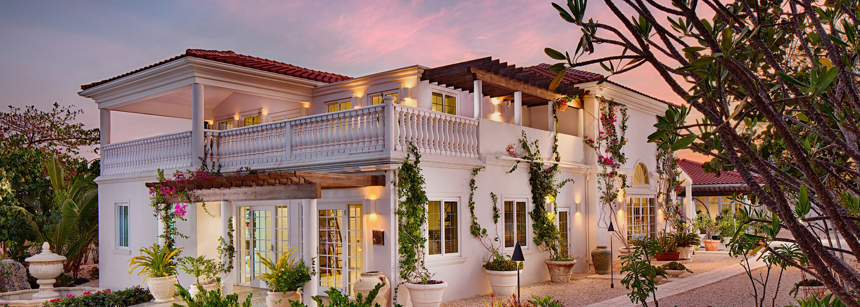 Le Soleil d’Or Exterior with soft lighting at dusk