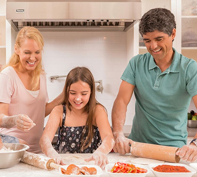 Family cooking together