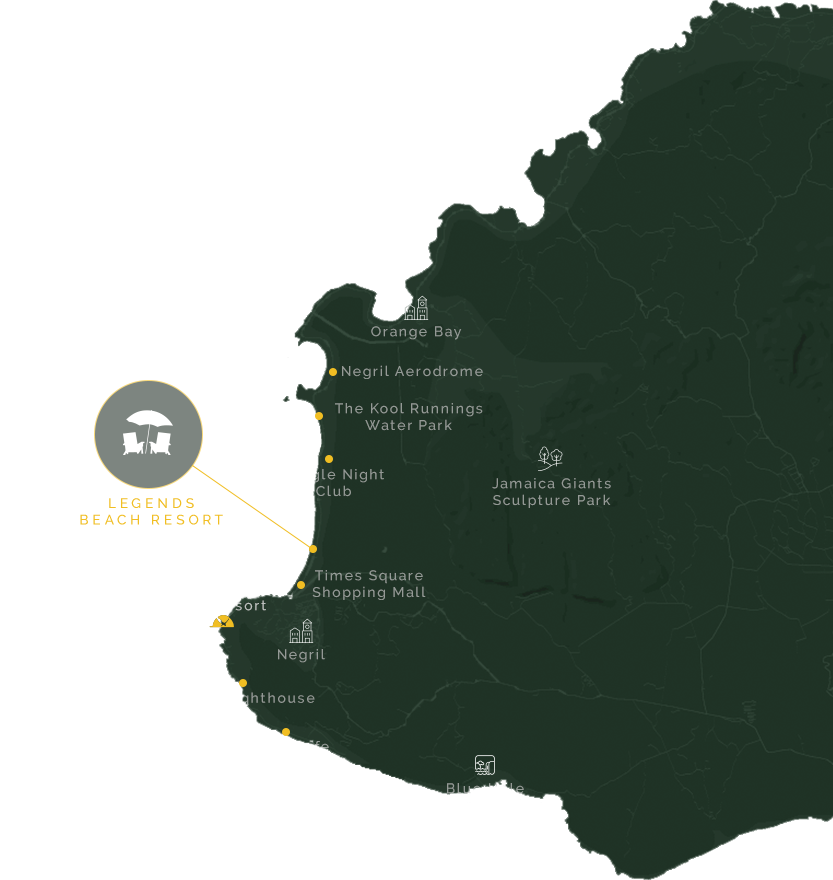 map of Legends beach resort locations of property with nearby points