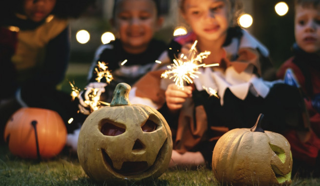 kids with pumpkins