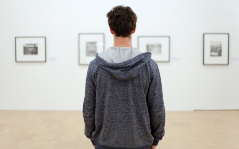back of main viewing art in a gallery