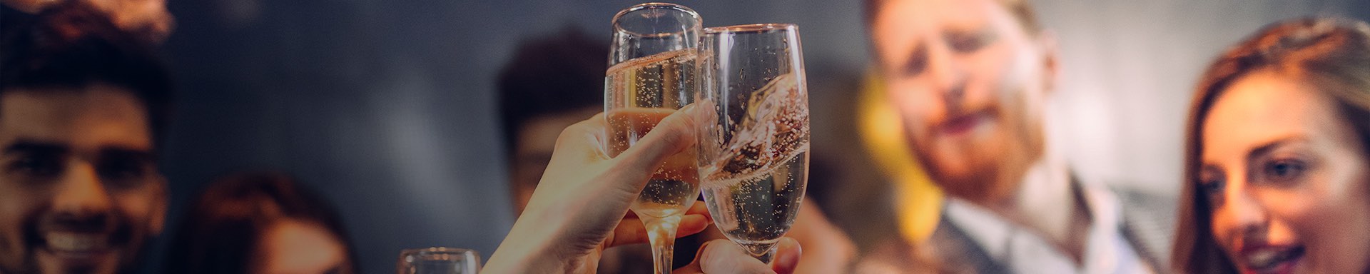 zoomed view of champagne toast