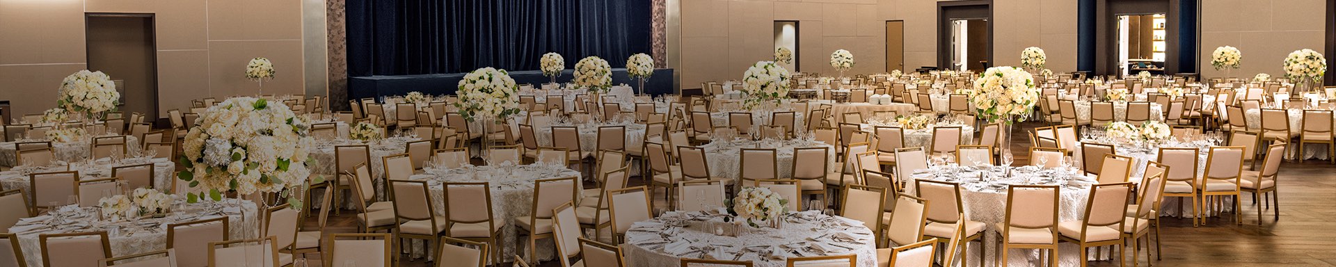 cropped view of wedding venue tables