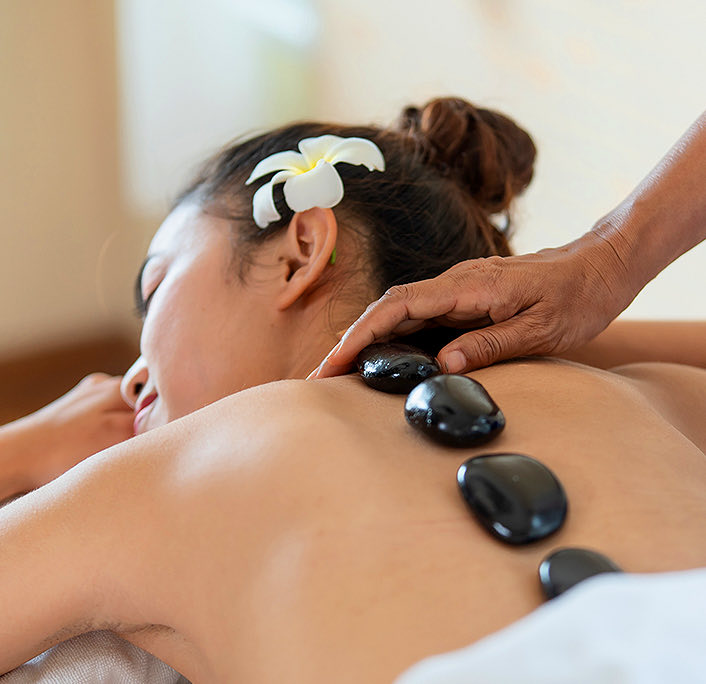 A woman relaxing at the spa