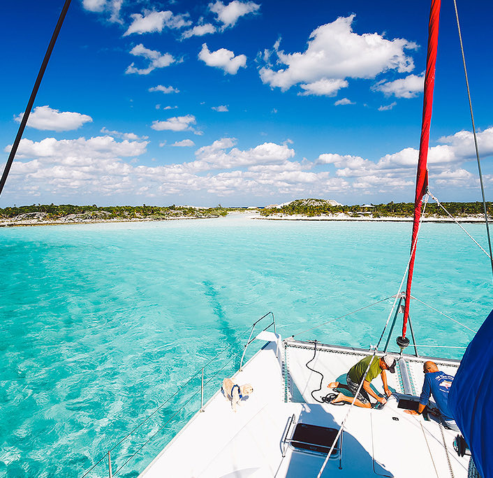 View of a part of a boat sailing at the sea
