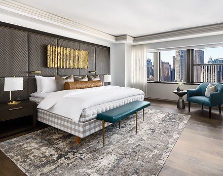 king bedroom with view of city