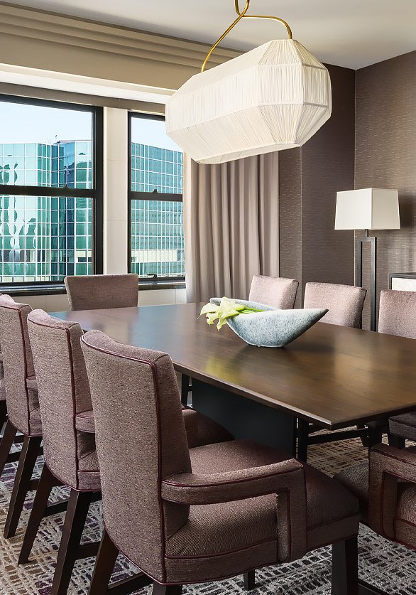 dining area with fabric chairs