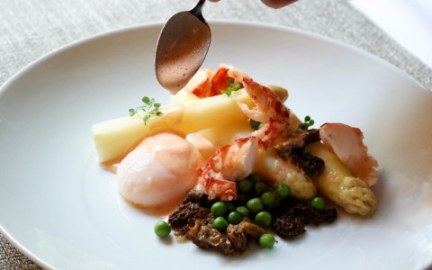 elegantly plated seafood plate